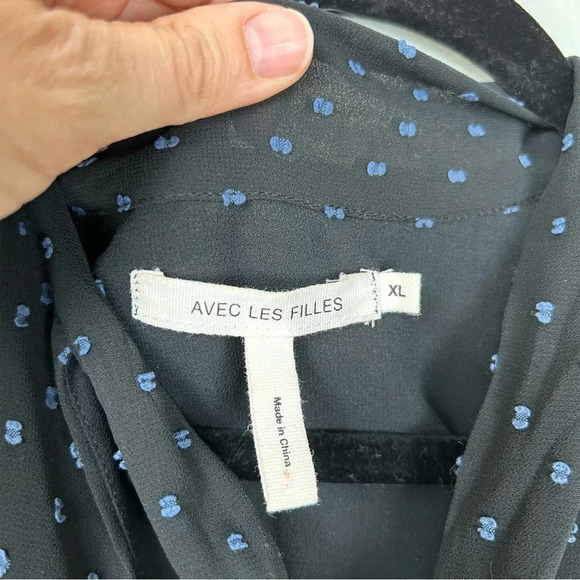 Avec Les Filles High Low Dress Black Sleeveless Bow Neck Size XL - Picture 4 of 9